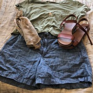 Comfortable Relaxed Fit Jean Material Shorts